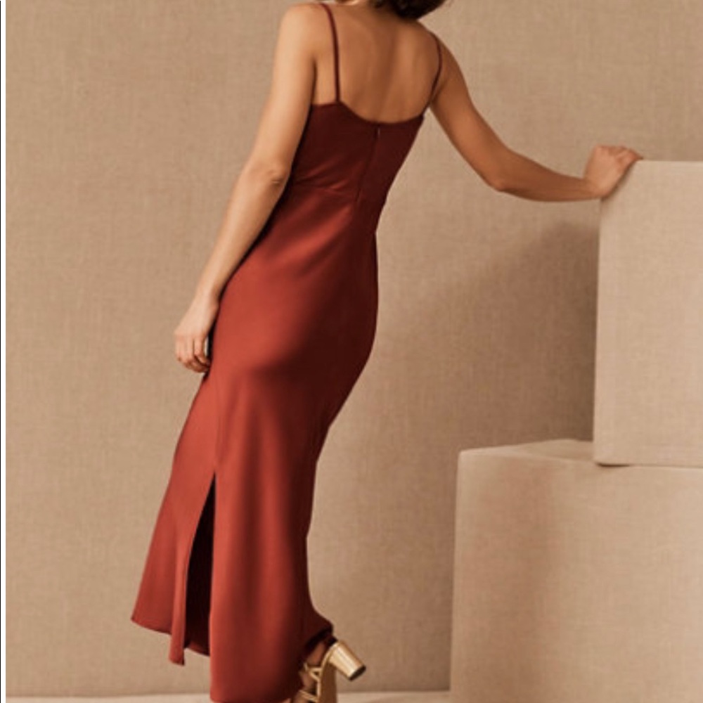 BHLDN Cali Satin Charmeuse Midi Dress- cinnamon Size 6